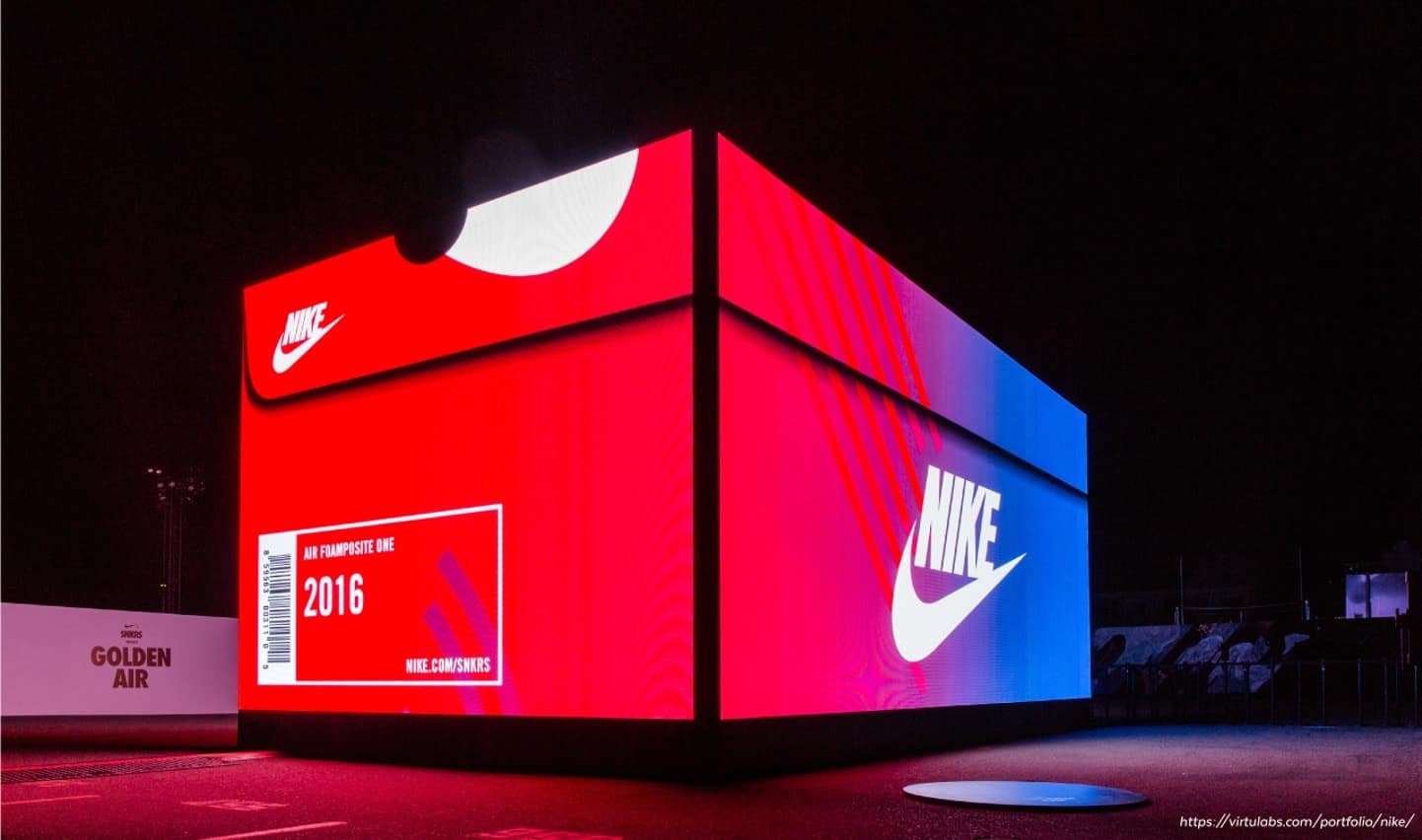 Nike Pop up Store creates a shoe box with displays.