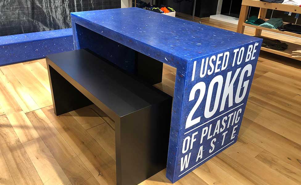 Furniture produced with recycled plastic