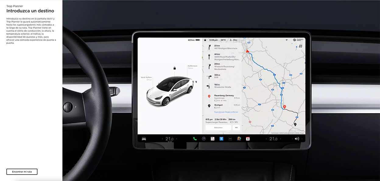 Tesla navigation system.