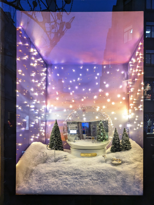 Christmas window display located on New Bond Street, London. Dior.