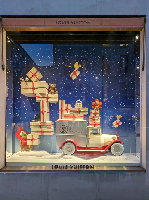 Louis Vuitton shop window, New Bond Street, London. Christmas campaign.