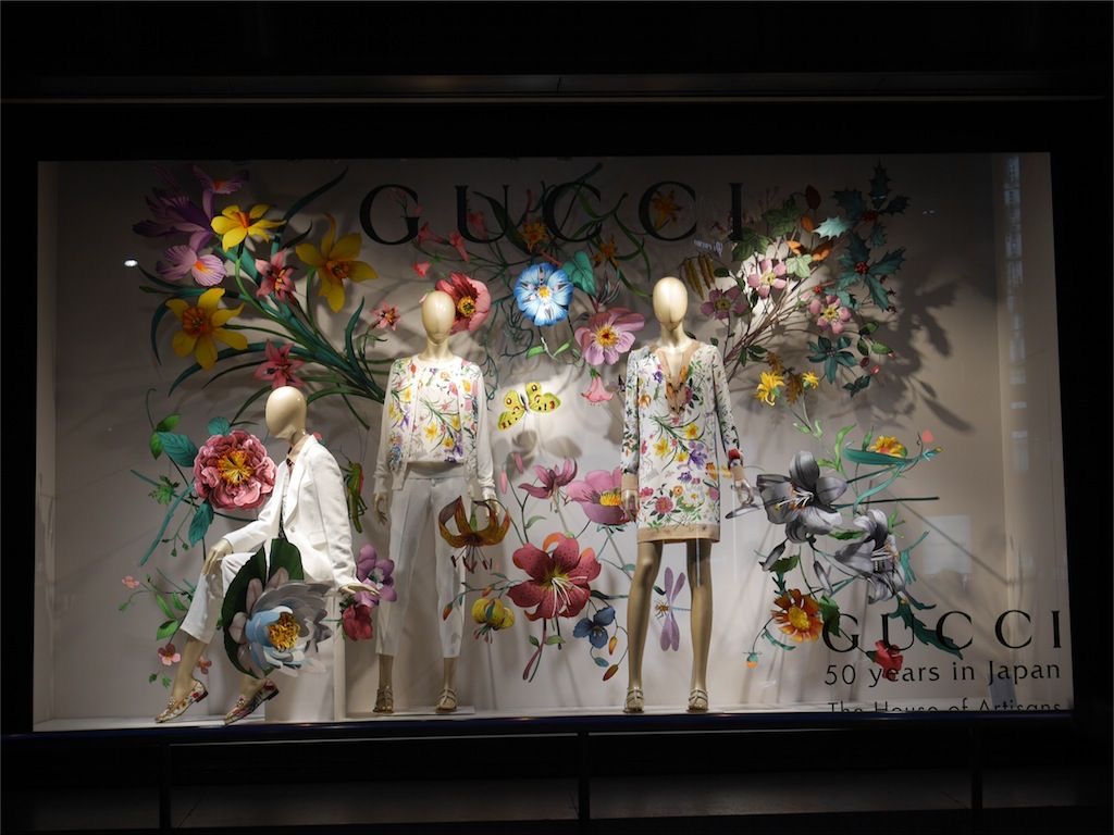 Gucci showcase in its boutiques in Japan.