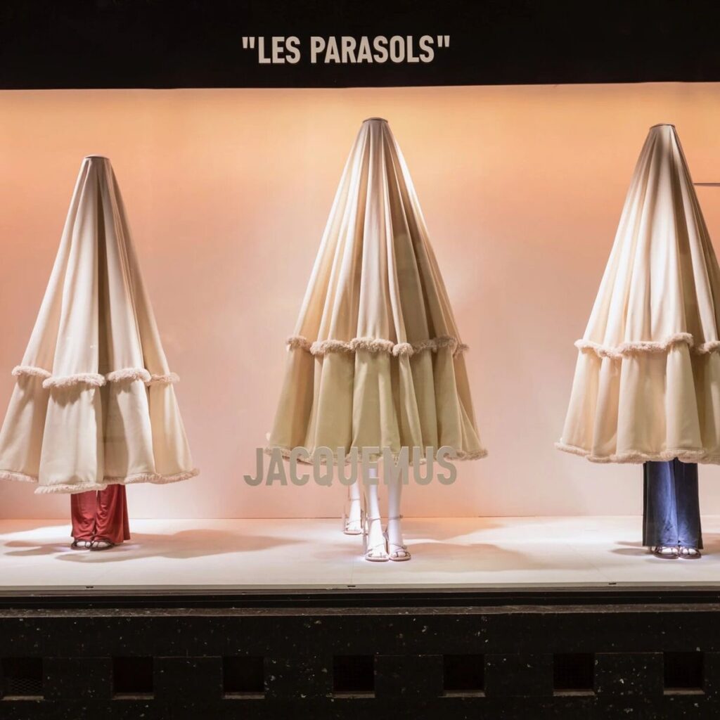 Jacquemus window display at Galeries Lafayette, Paris.