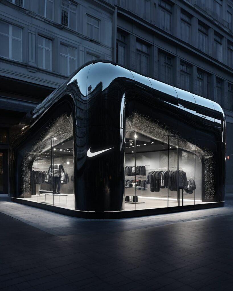 Nike Black Pop-Up Store. Created by AI.