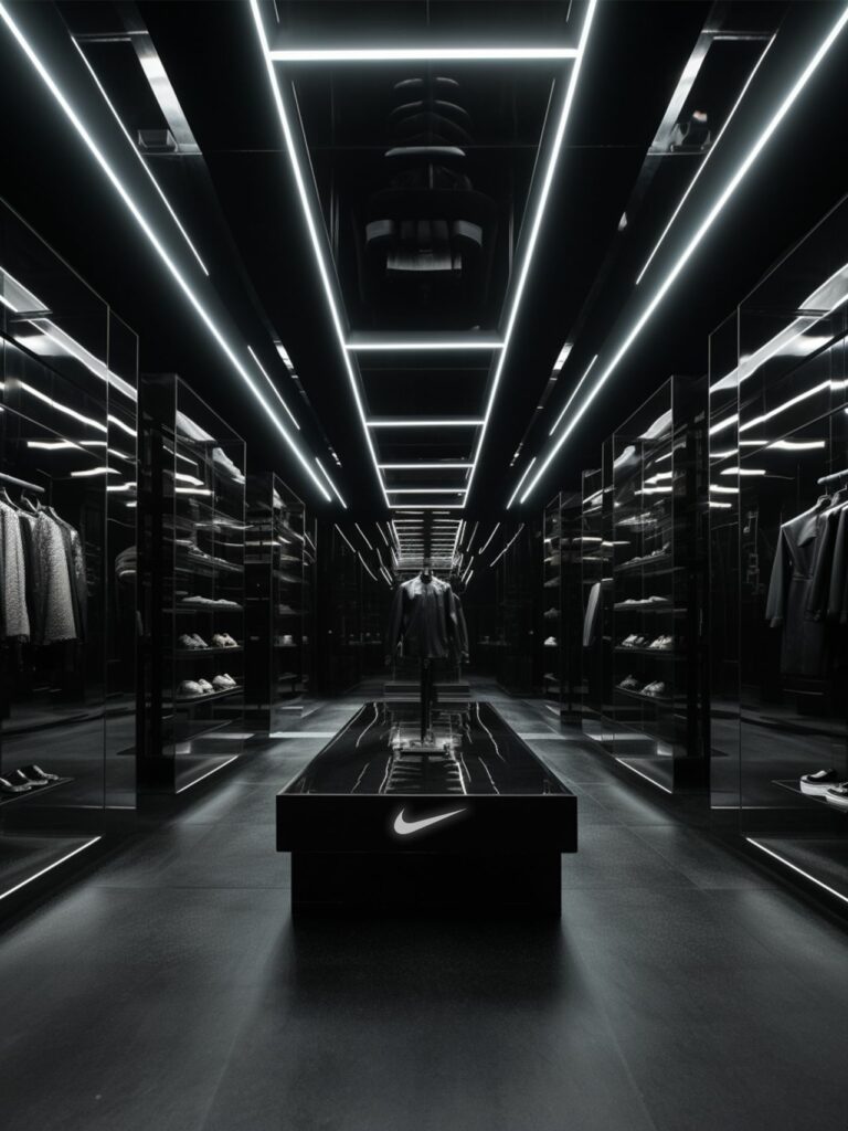 Fictional concept of Nike Noir Pop-Up Store.